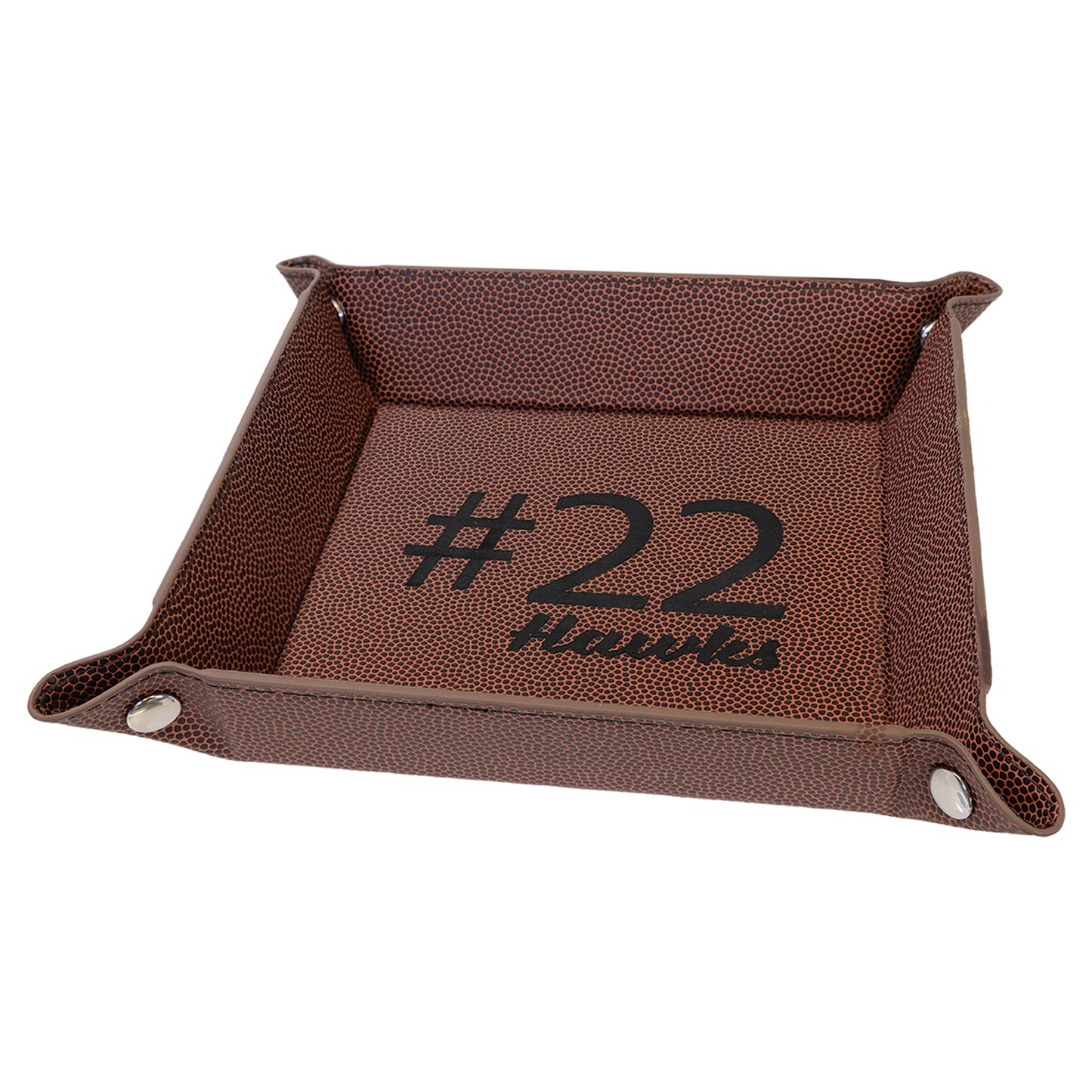 6" x 6" Football Leather Snap Up Tray