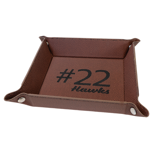 6" x 6" Football Leather Snap Up Tray