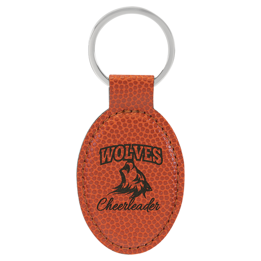 Basketball Leather Oval Keychain