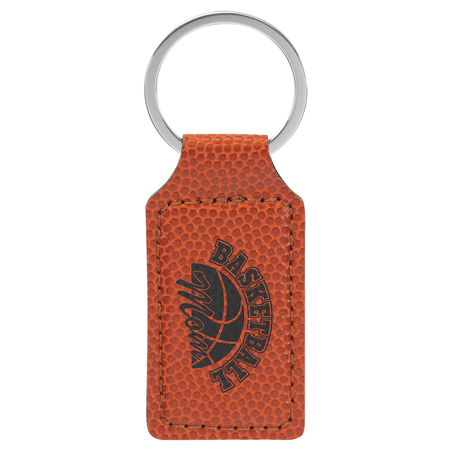 Basketball leather rectangle keychain