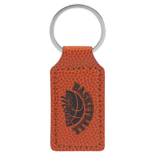 Basketball leather rectangle keychain