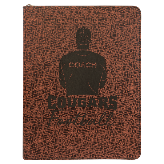 Football w/ Zipper leather portfolio with notepad