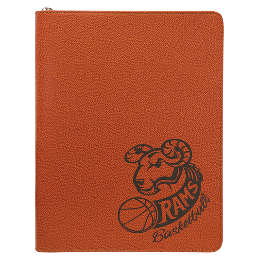 Basketball w/ Zipper Leather Portfolio with Notepad