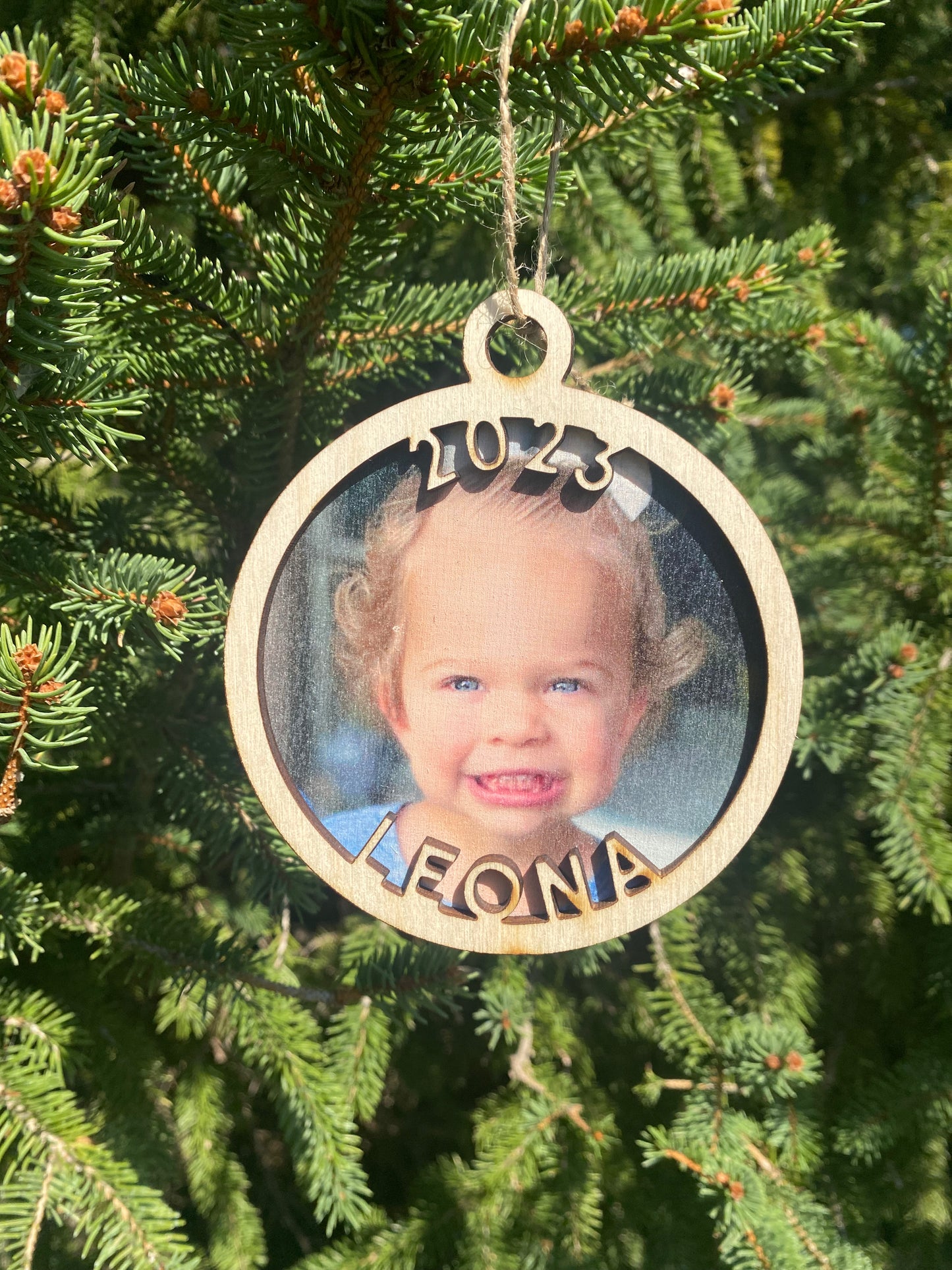 Wood Christmas Ornament - Kids Pic and Year