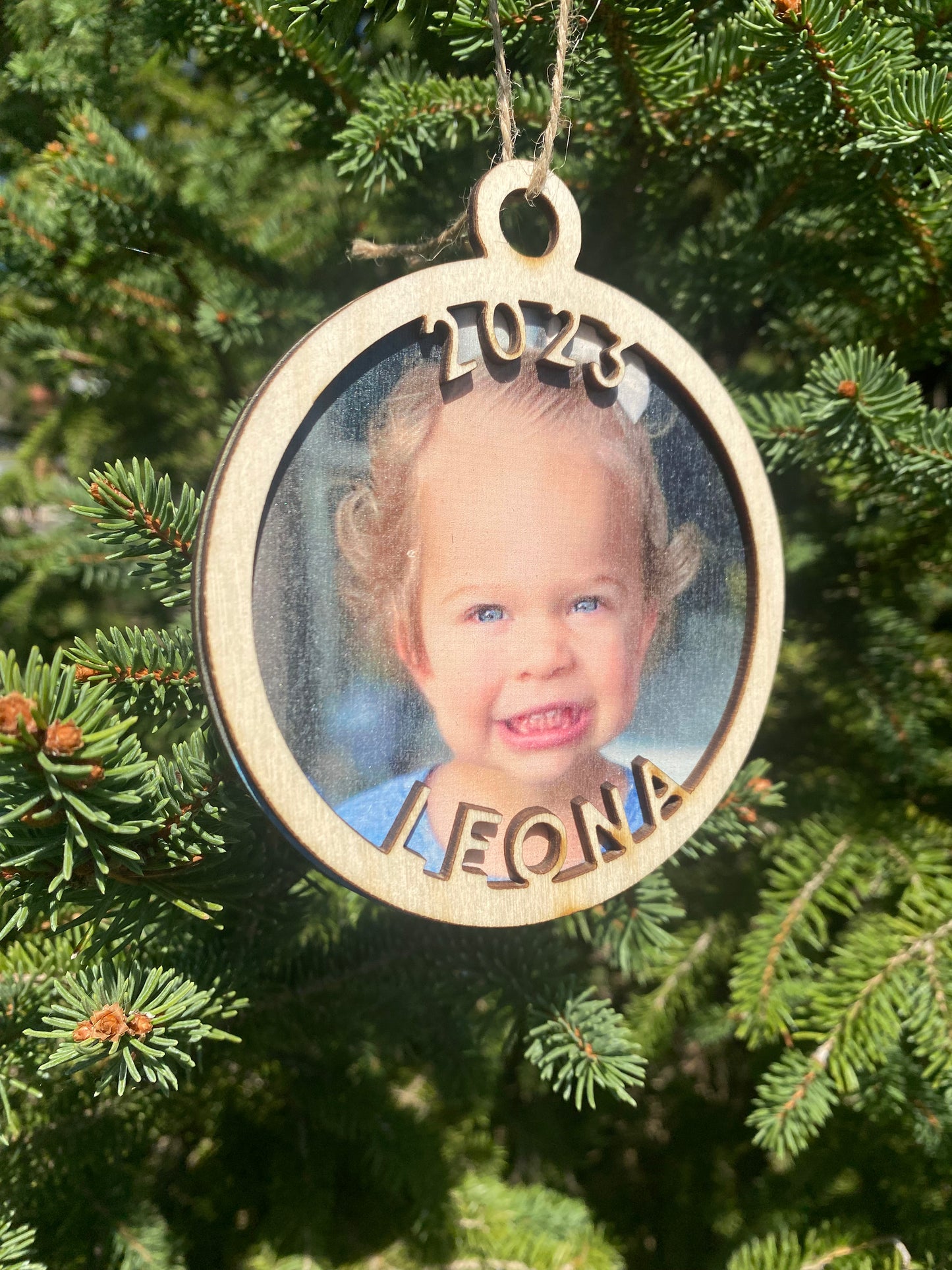 Wood Christmas Ornament - Kids Pic and Year