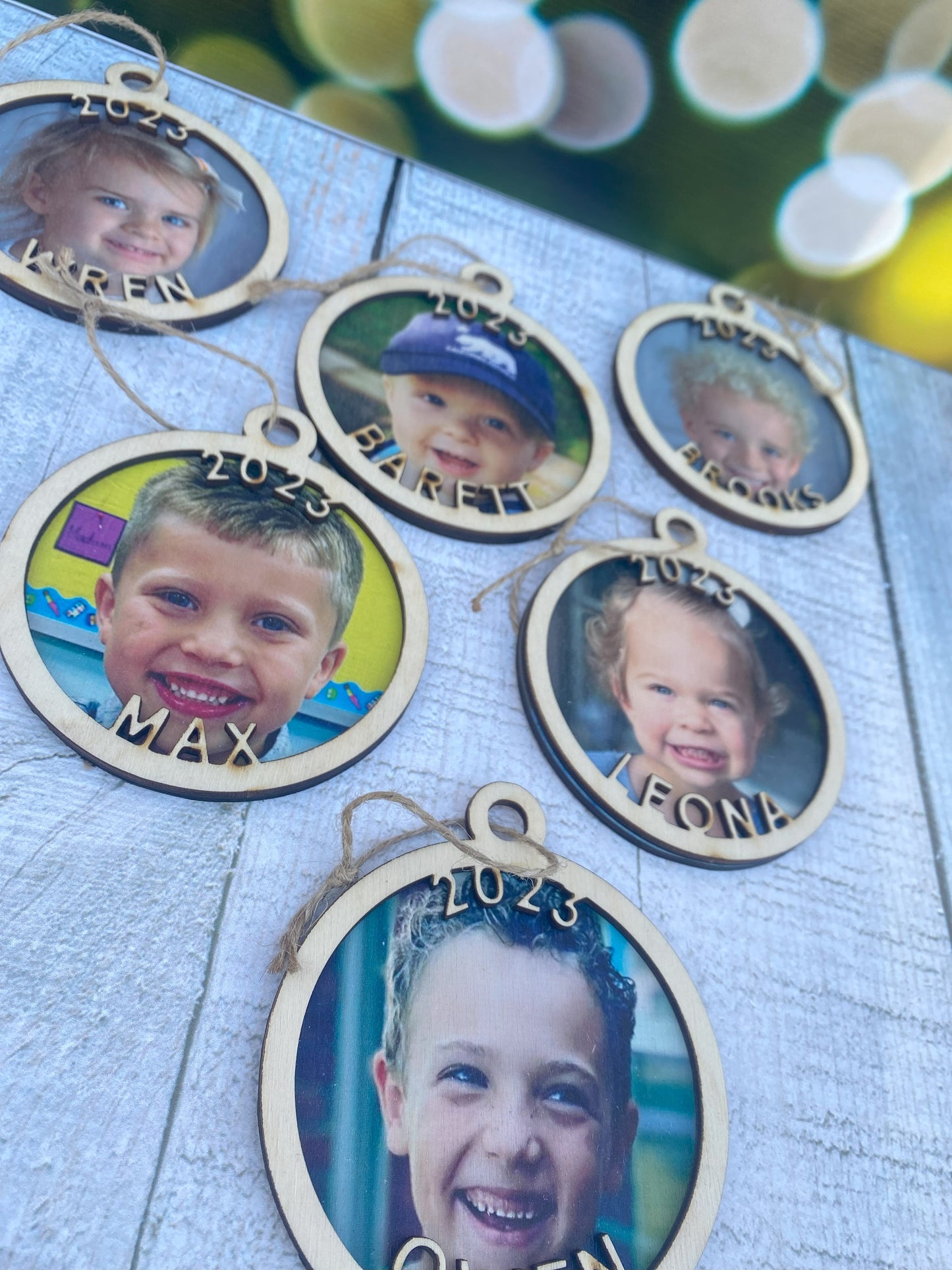 Wood Christmas Ornament - Kids Pic and Year