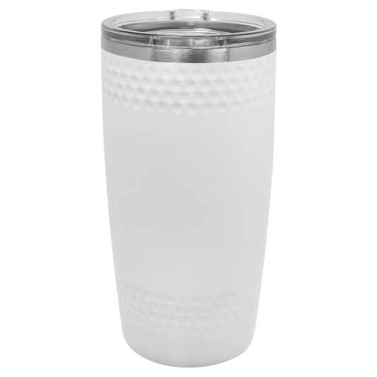20 oz. White Golf Tumbler with Dimples and Slider Lid