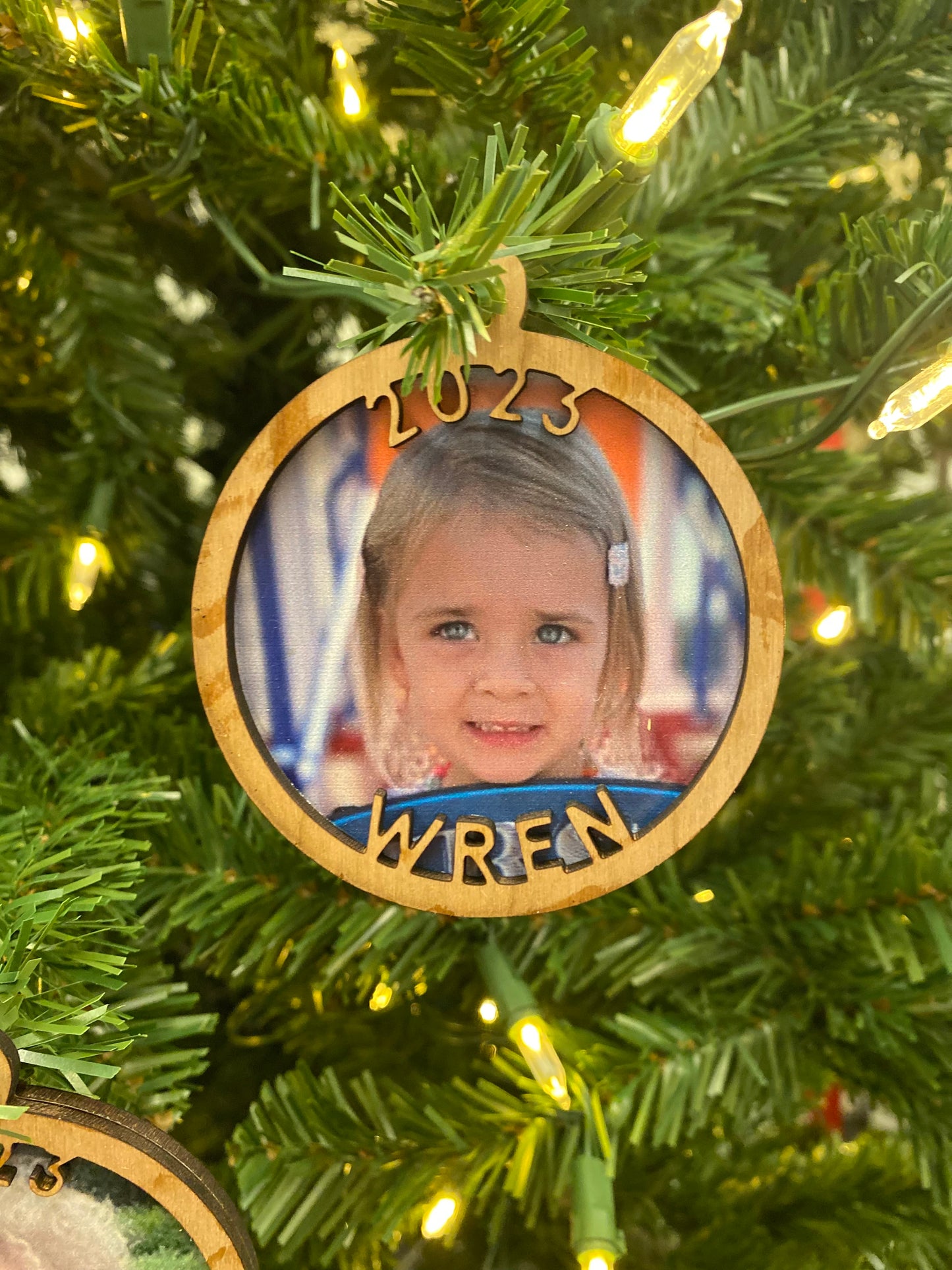 Wood Christmas Ornament - Kids Pic and Year