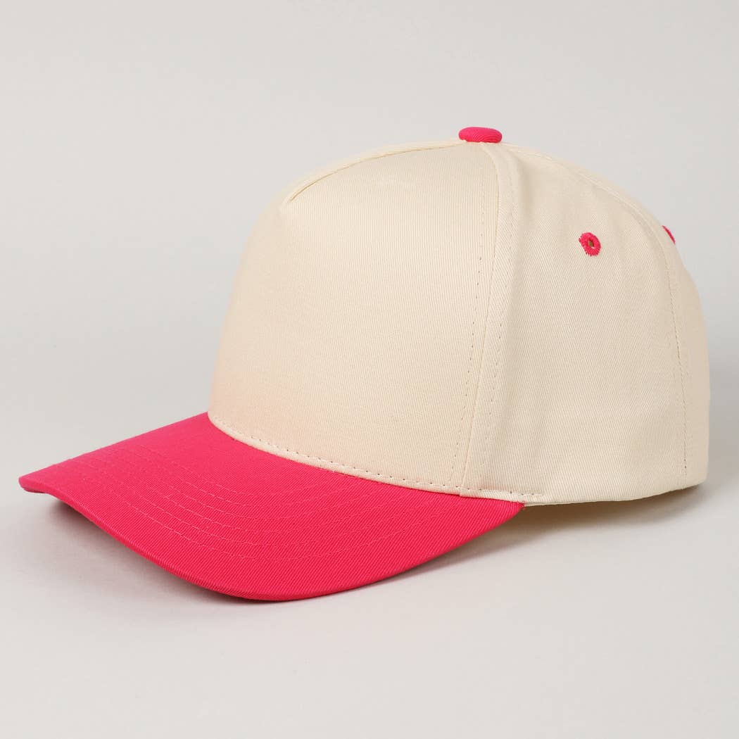Kids Plain Two Tone Canvas Cotton Baseball Cap