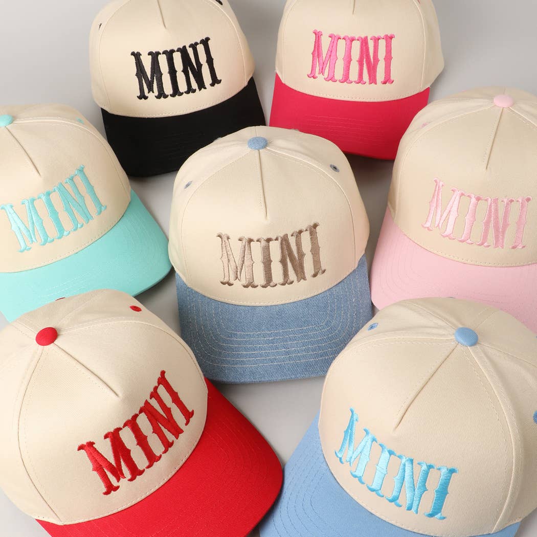 MINI Lettering Embroidery Two-Tone Baseball Cap For Kids
