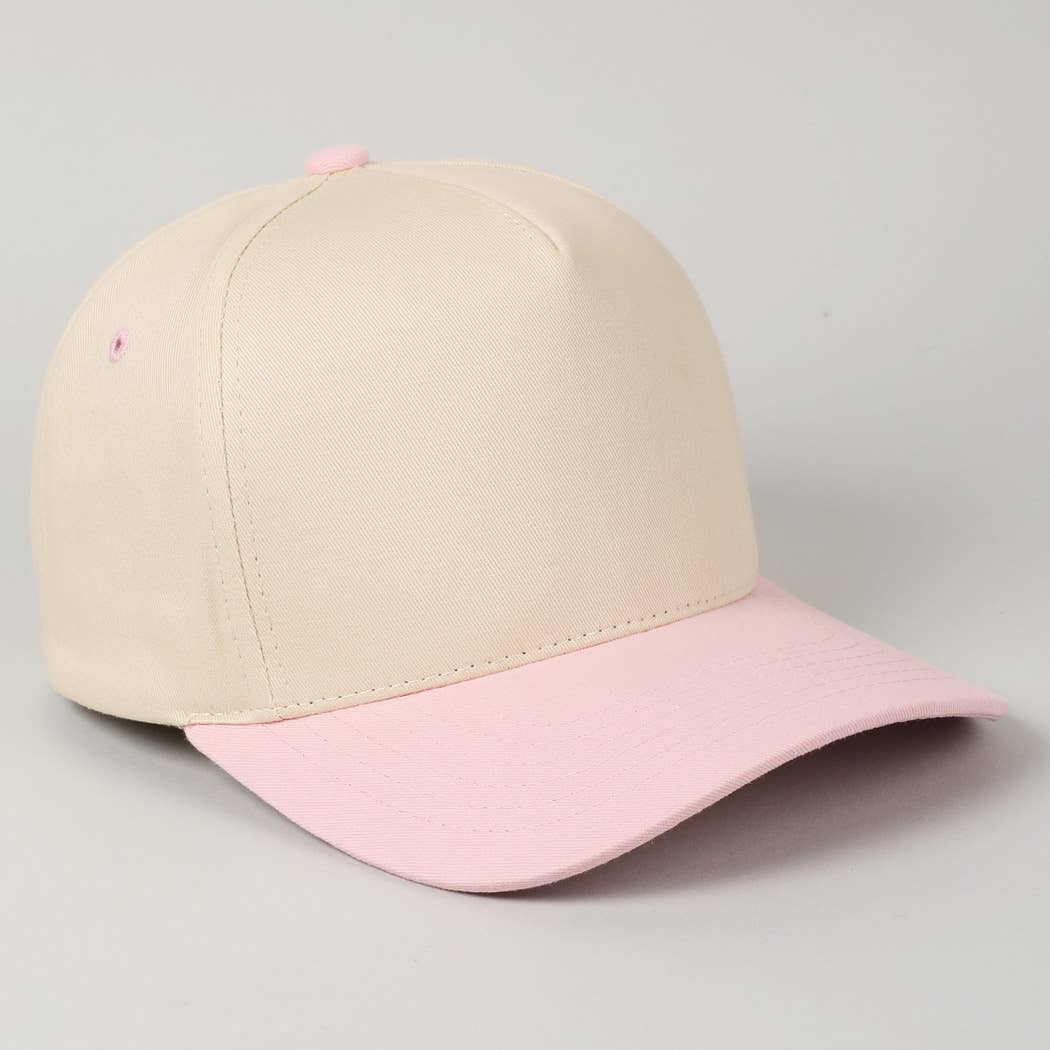 Kids Plain Two Tone Canvas Cotton Baseball Cap