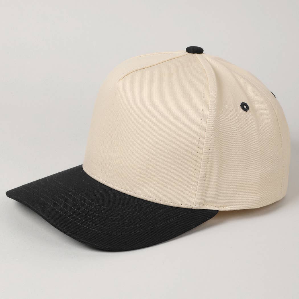 Kids Plain Two Tone Canvas Cotton Baseball Cap