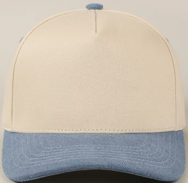 Kids Plain Two Tone Canvas Cotton Baseball Cap