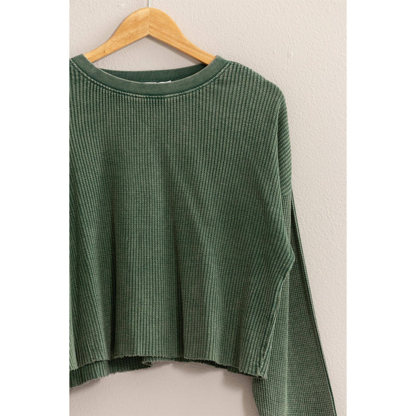 DZ24F303-RIBBED LONG SLEEVE CROP SWEATER