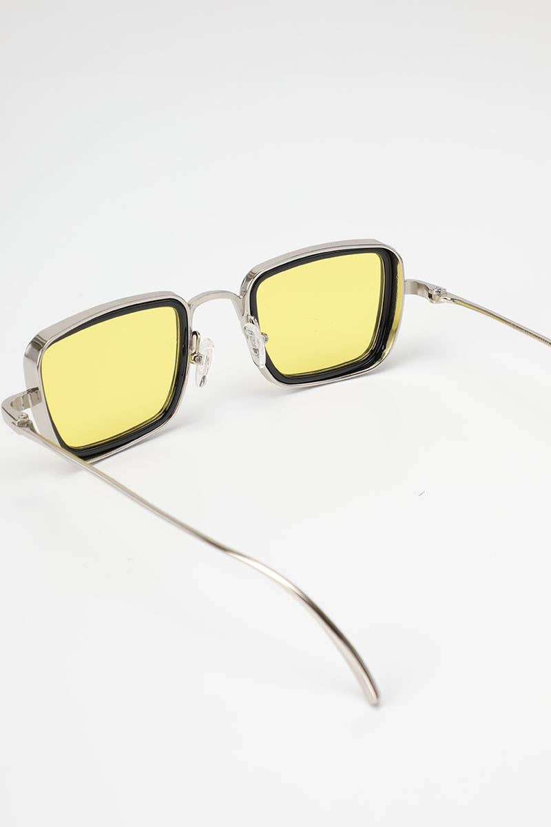 Tinted Lenses Metal Frame Rectangular Sunglasses