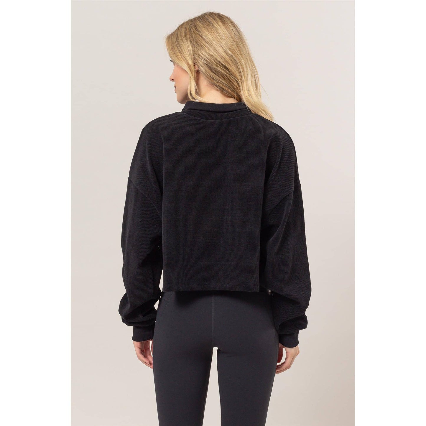 HF25C226-Collared Rib Knit Top