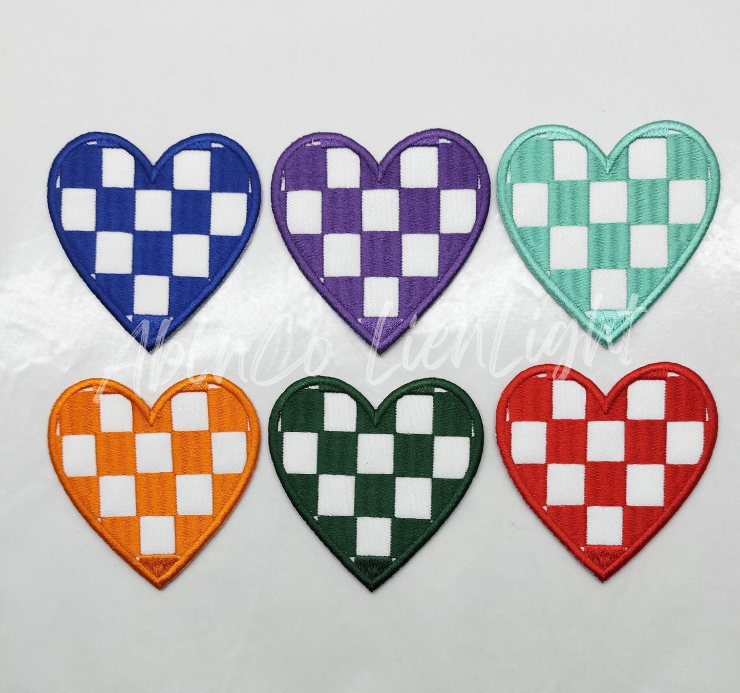 Red checkered heart patch iron on trucker hat patches 3”