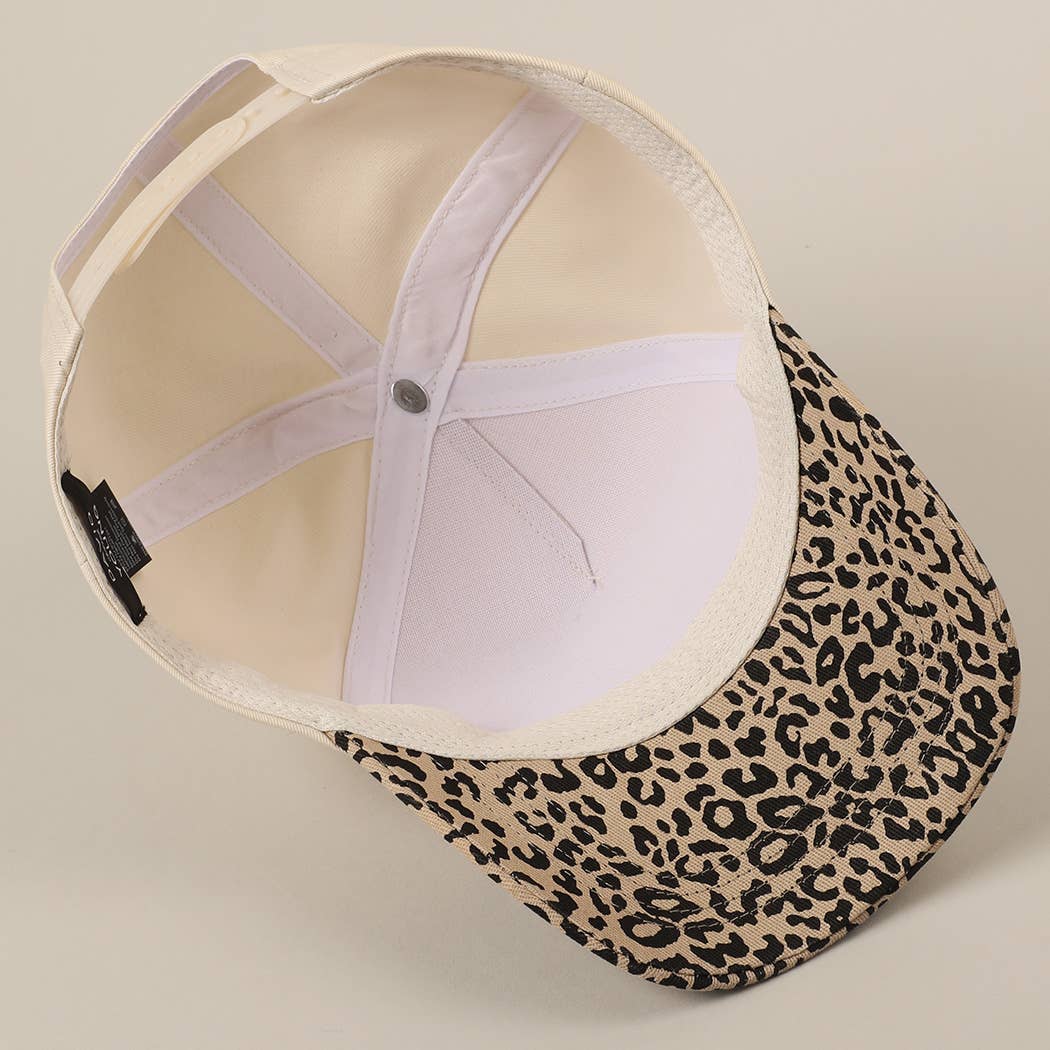 Leopard Pattern Two-Tone Canvas Trucker Hat
