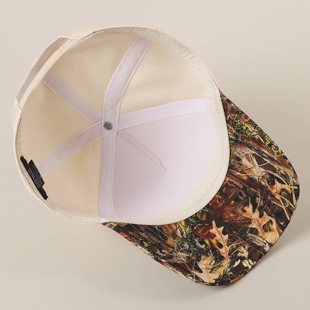 Camo Print Two-Tone Canvas Trucker Hat