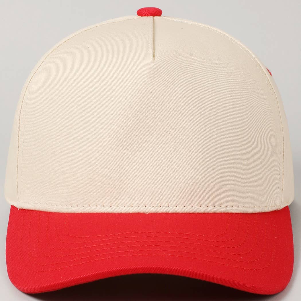 Kids Plain Two Tone Canvas Cotton Baseball Cap