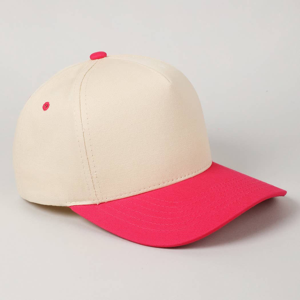 Kids Plain Two Tone Canvas Cotton Baseball Cap