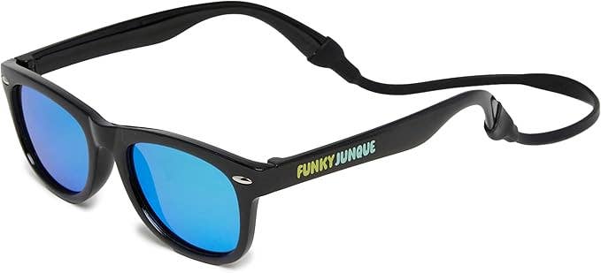 Kids Flexible Wire Sunglasses - Black/Green Mirror Lenses