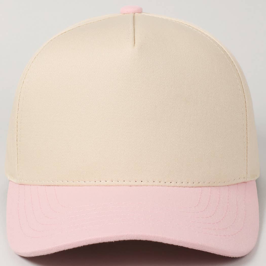 Kids Plain Two Tone Canvas Cotton Baseball Cap