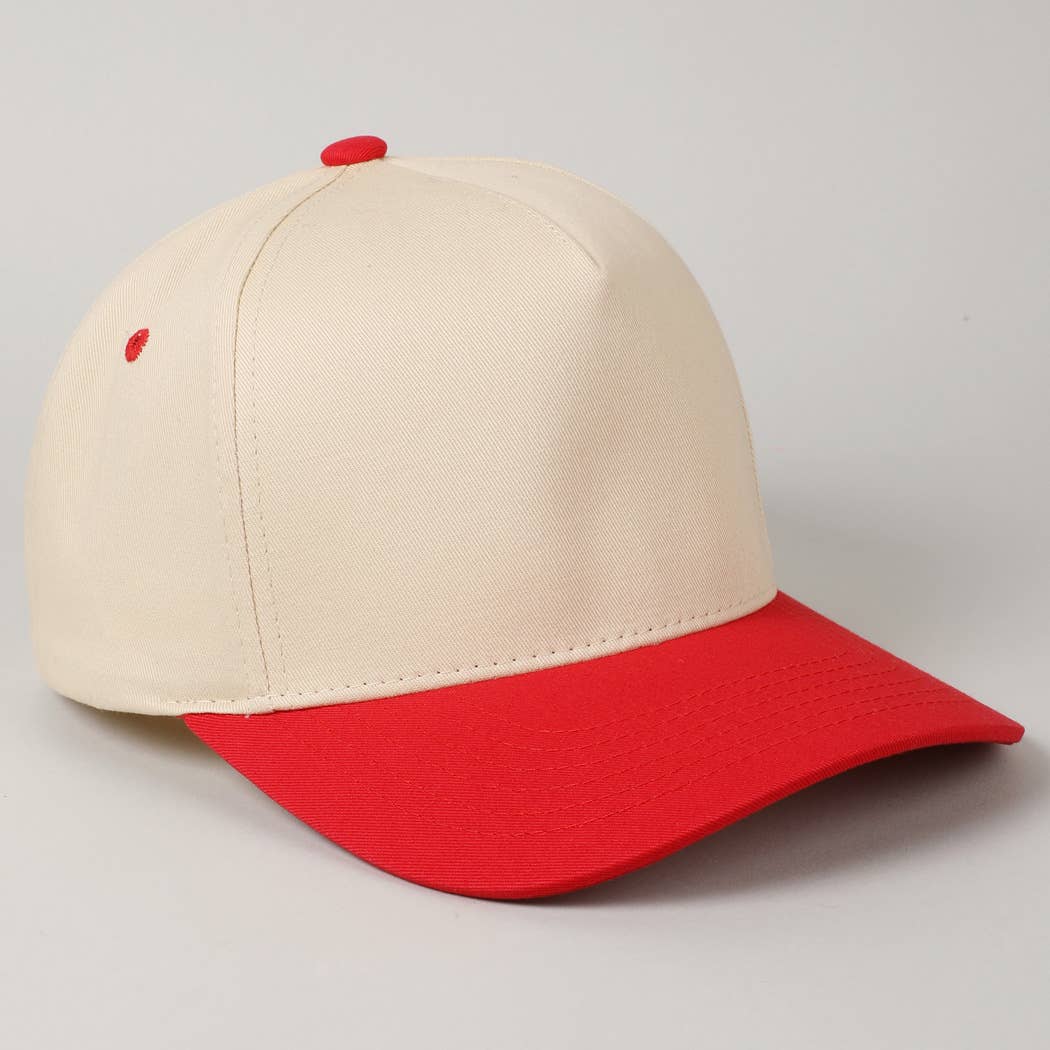 Kids Plain Two Tone Canvas Cotton Baseball Cap