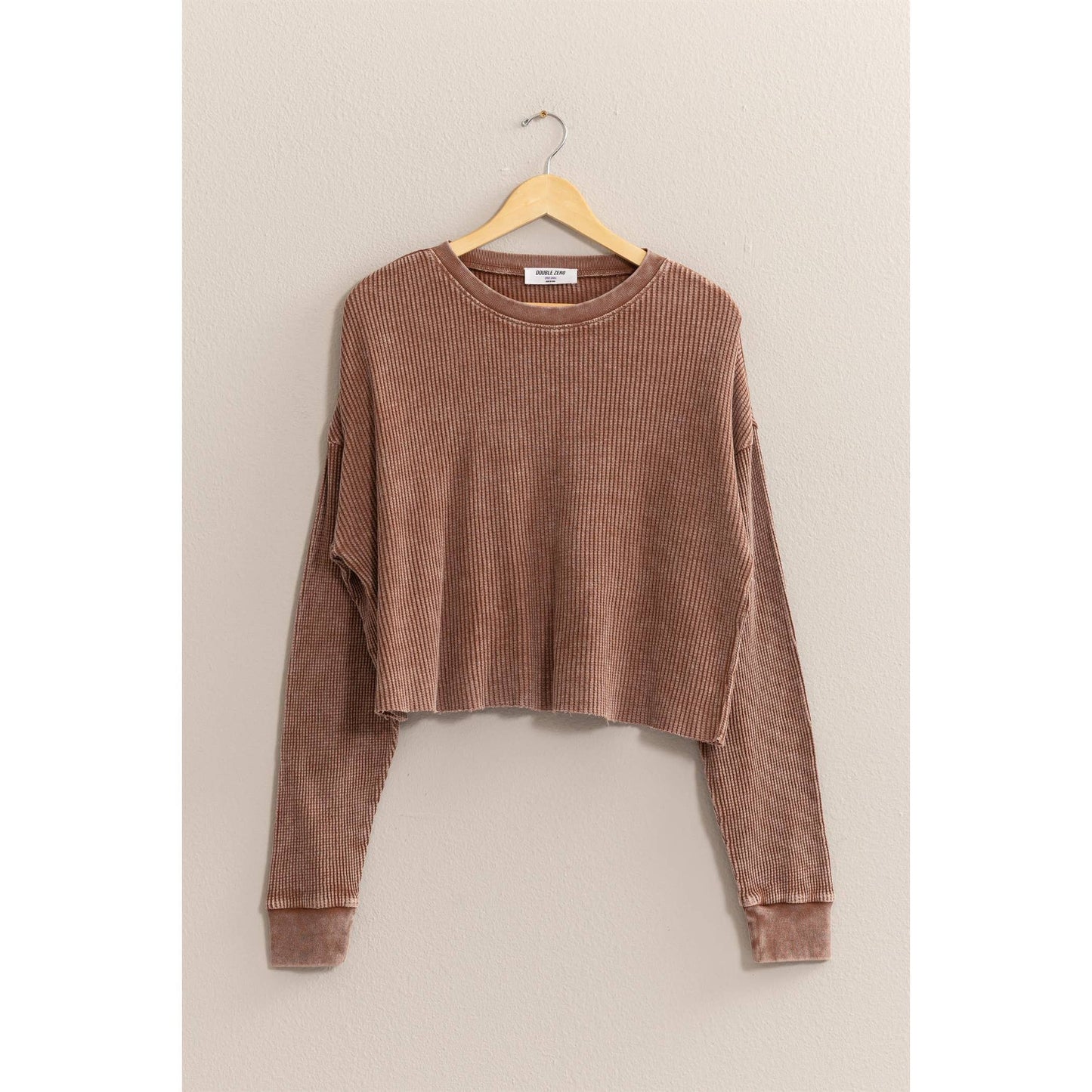 DZ24F303-RIBBED LONG SLEEVE CROP SWEATER