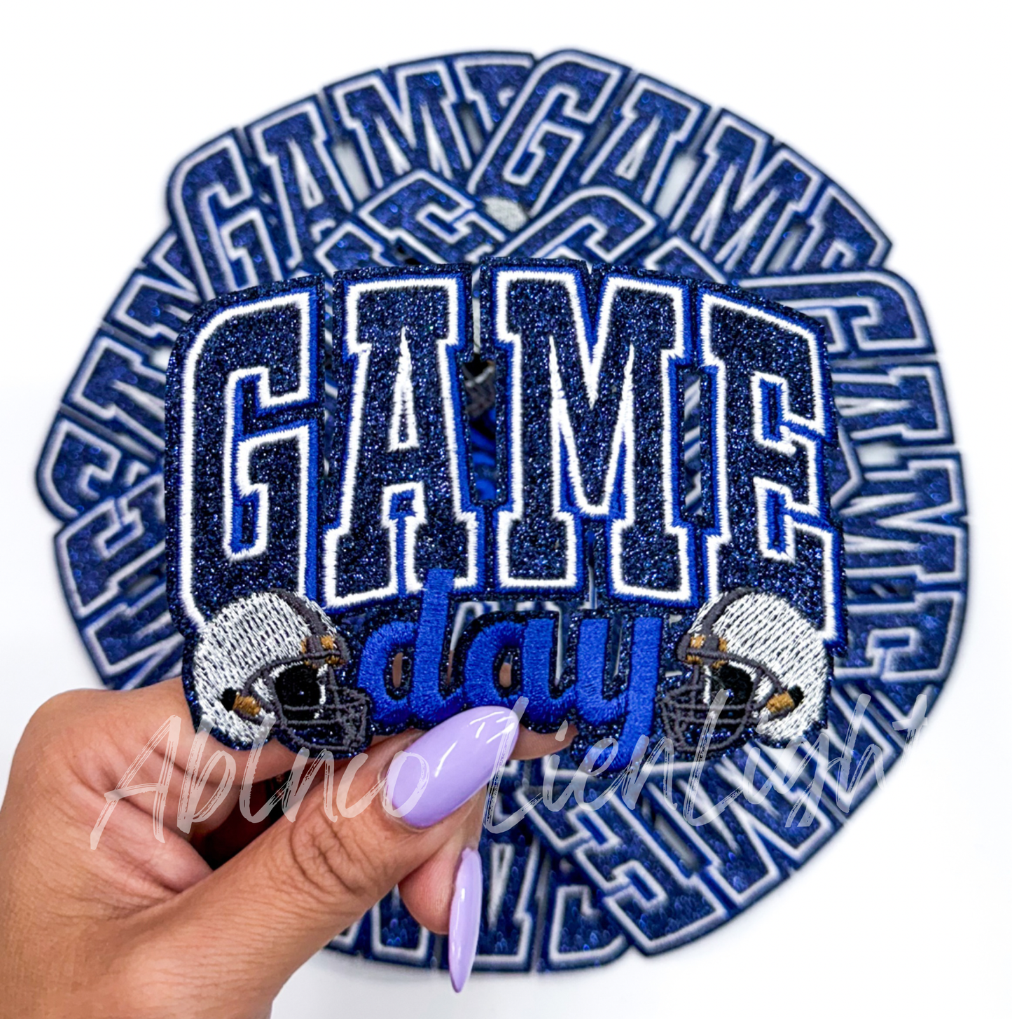Royal blue game day football helmet patch iron on