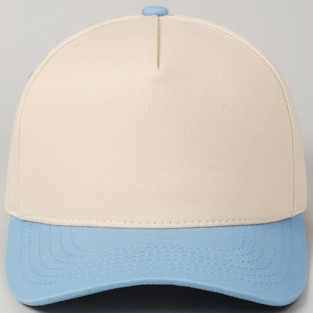 Kids Plain Two Tone Canvas Cotton Baseball Cap