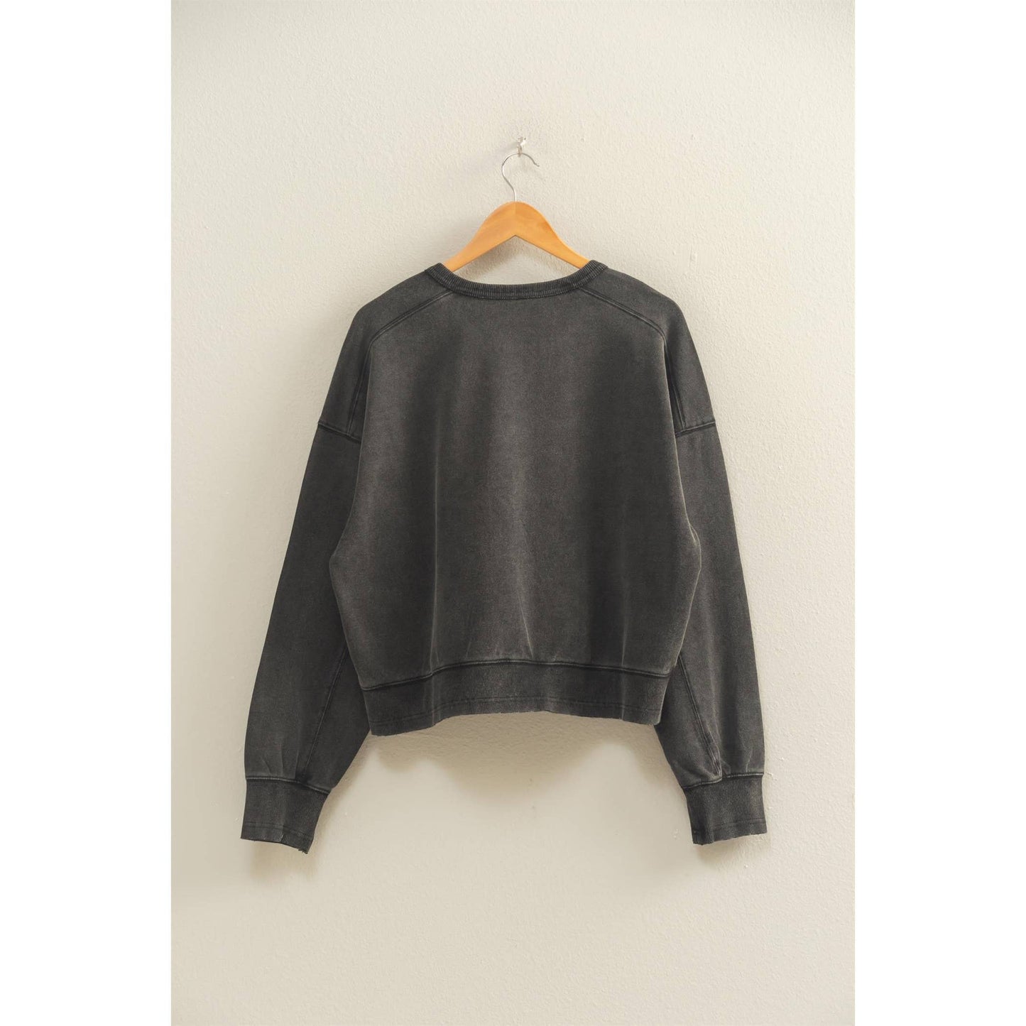 Oversized Crew Neck Sweatshirt With Raw Hem