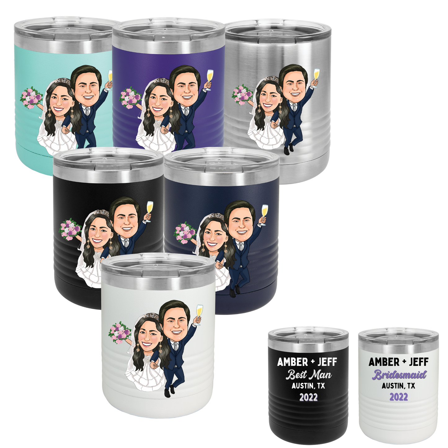 Caricature 10oz Tumbler - Wedding Couple