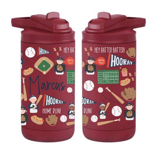 12oz Insulated Bottle - Baseball Tumbler