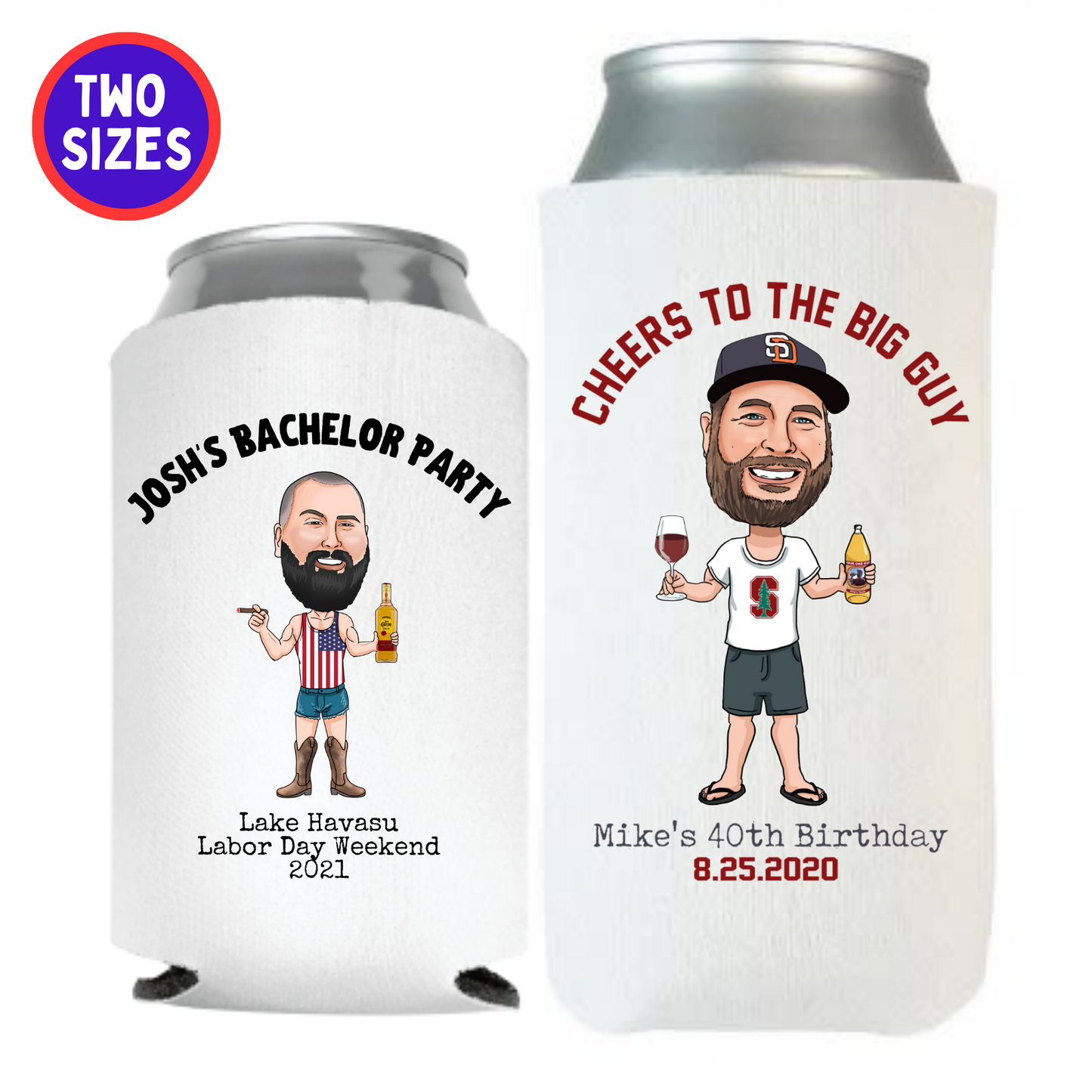 Caricature Can Coolers - Bachelor Party