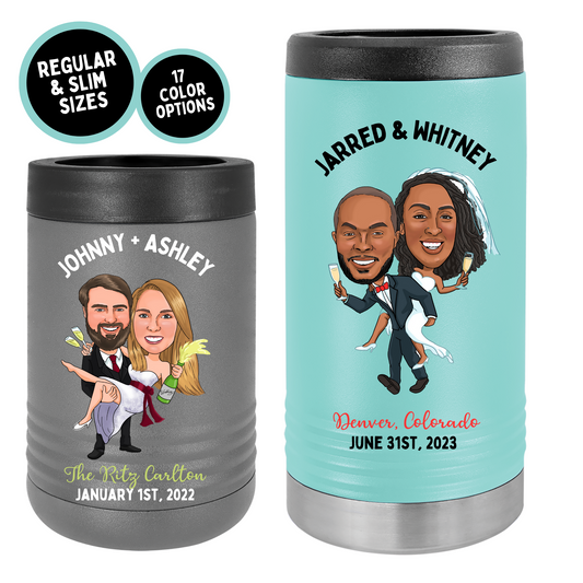 Caricature Insulated Bev. Holder - Wedding Couple