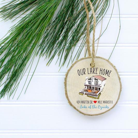 Wood Christmas Ornament - Lake House