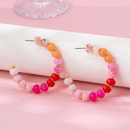 Rainbow Beaded Hoop Earrings | 80E62023