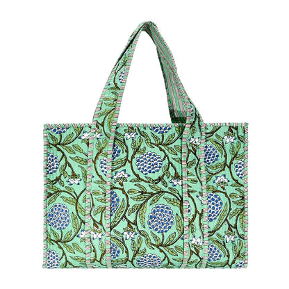 Cotton Block Print Tote Bag- Small & Large