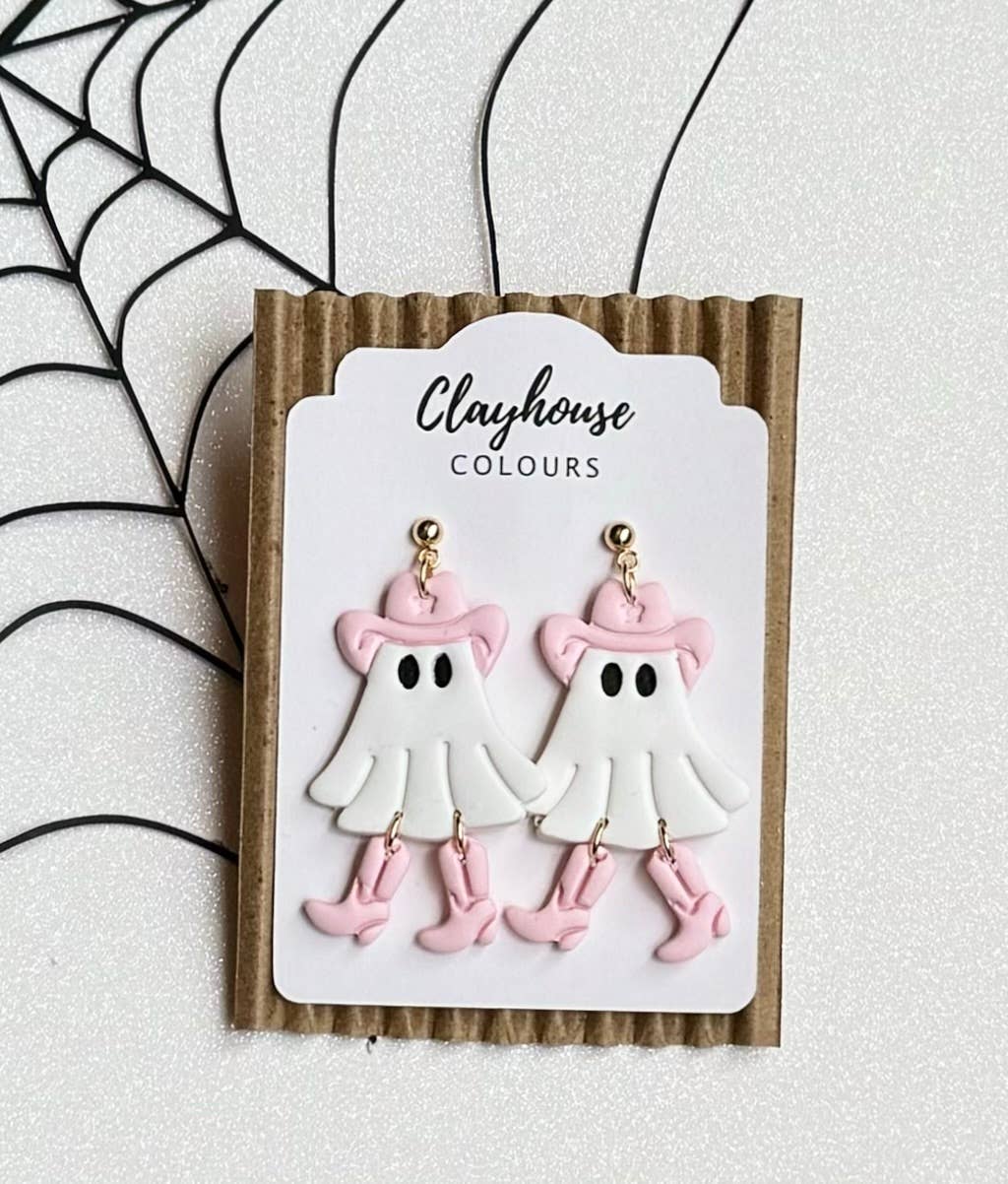 Cowboy Ghost Halloween Earrings 