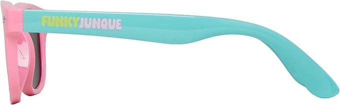 Kids Flexible Wire Sunglasses -Pink Turquoise/Smoke Lenses