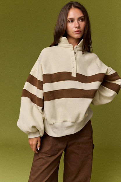 PT19959 Lottie Stripe Rugby Pullover