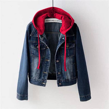 Women Casual Long Sleeve Denim Hoodie Jacket