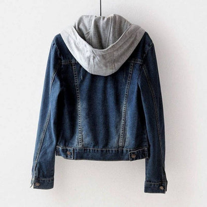 Women Casual Long Sleeve Denim Hoodie Jacket