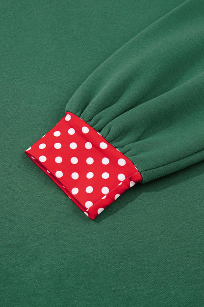 66 Plus Size Polka Dot Mock Neck Fleece Sweatshirt (S-4X)