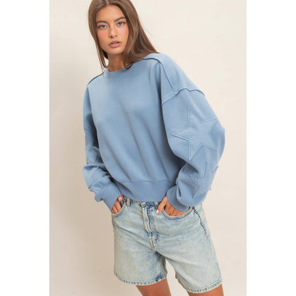 Star Patch Sleeve Sweatshirt