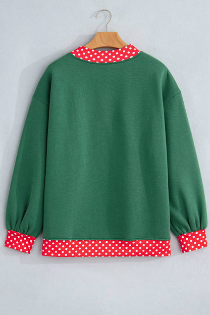 66 Plus Size Polka Dot Mock Neck Fleece Sweatshirt (S-4X)