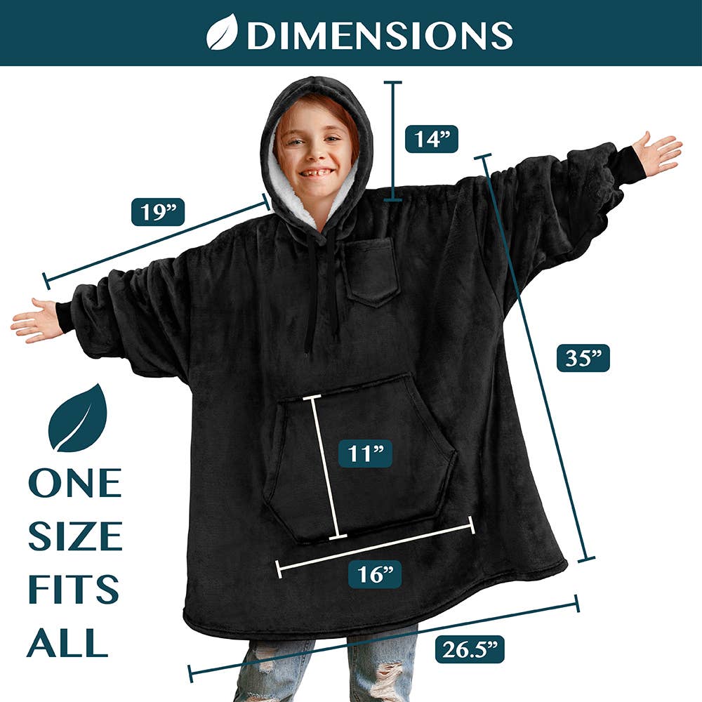 Kid's Chest Pocket Sherpa Hoodie Blanket - Kangaroo Pocket