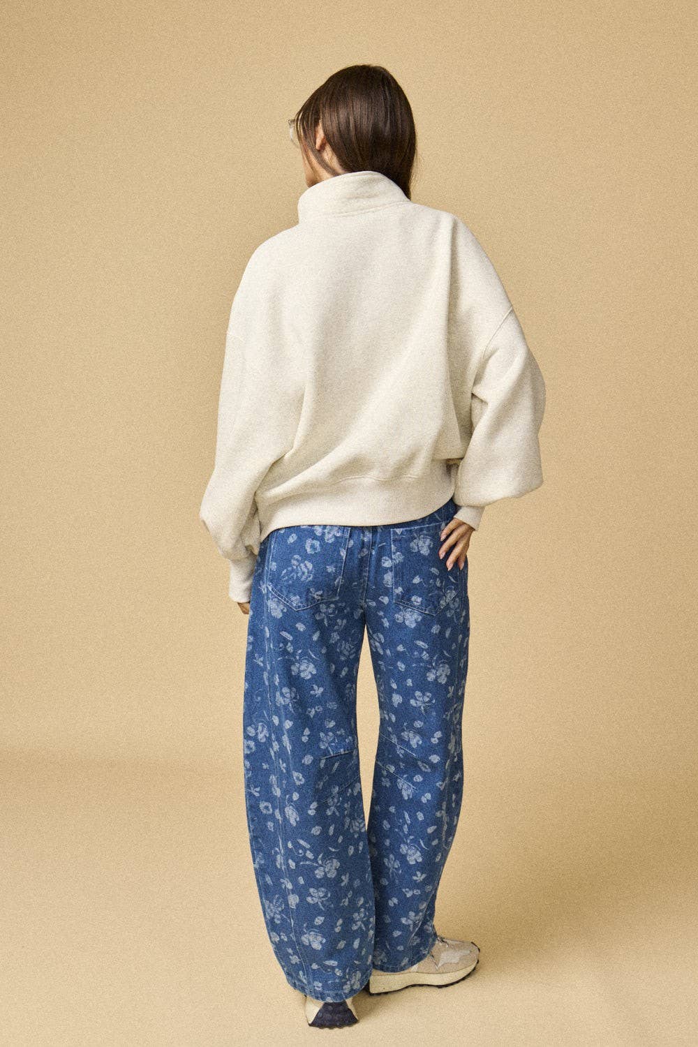 PT18729 - High Collar Half Button-Up Relaxed Fit Pullover