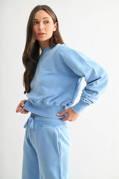 Mineral Wash Luxe Cropped Sweatshirt